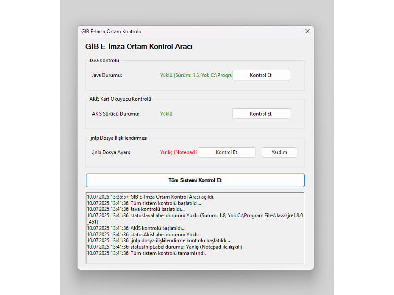 GİB E-İmza Ortam Kontrol Aracı