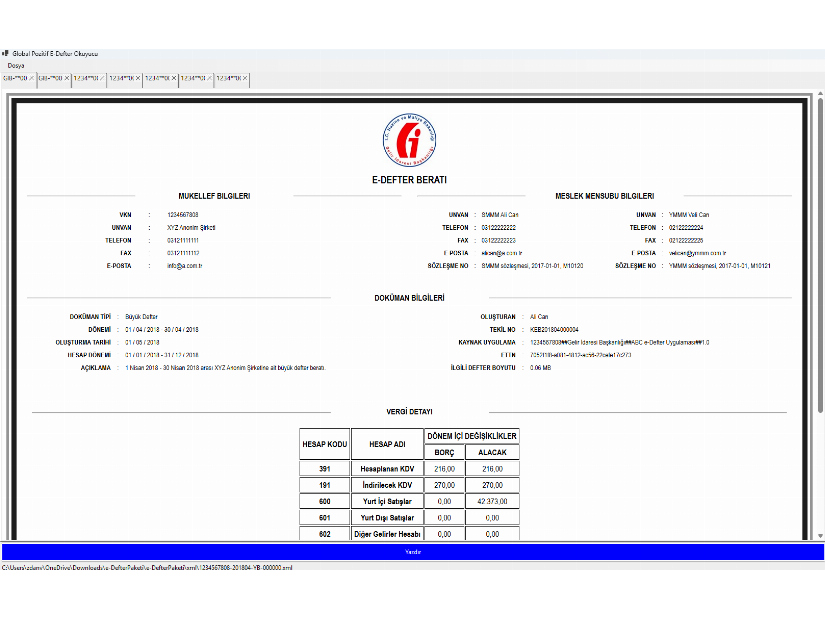 Global Pozitif E-Defter Görüntüleyici